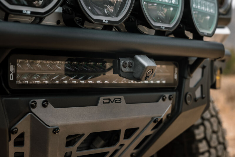 Ford Bronco Raptor Camera Relocation Bracket - Front - DV8 Offroad - Micro-Texture Black Powder Coated - `21-`26